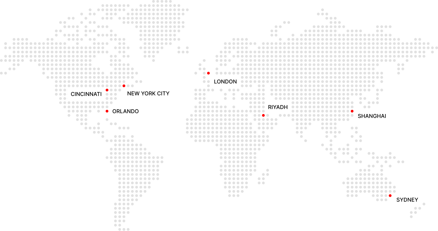 RWS Global offices: Cincinnati, New York City, Orlando, London, Riyadh, Shanghai and Sydney